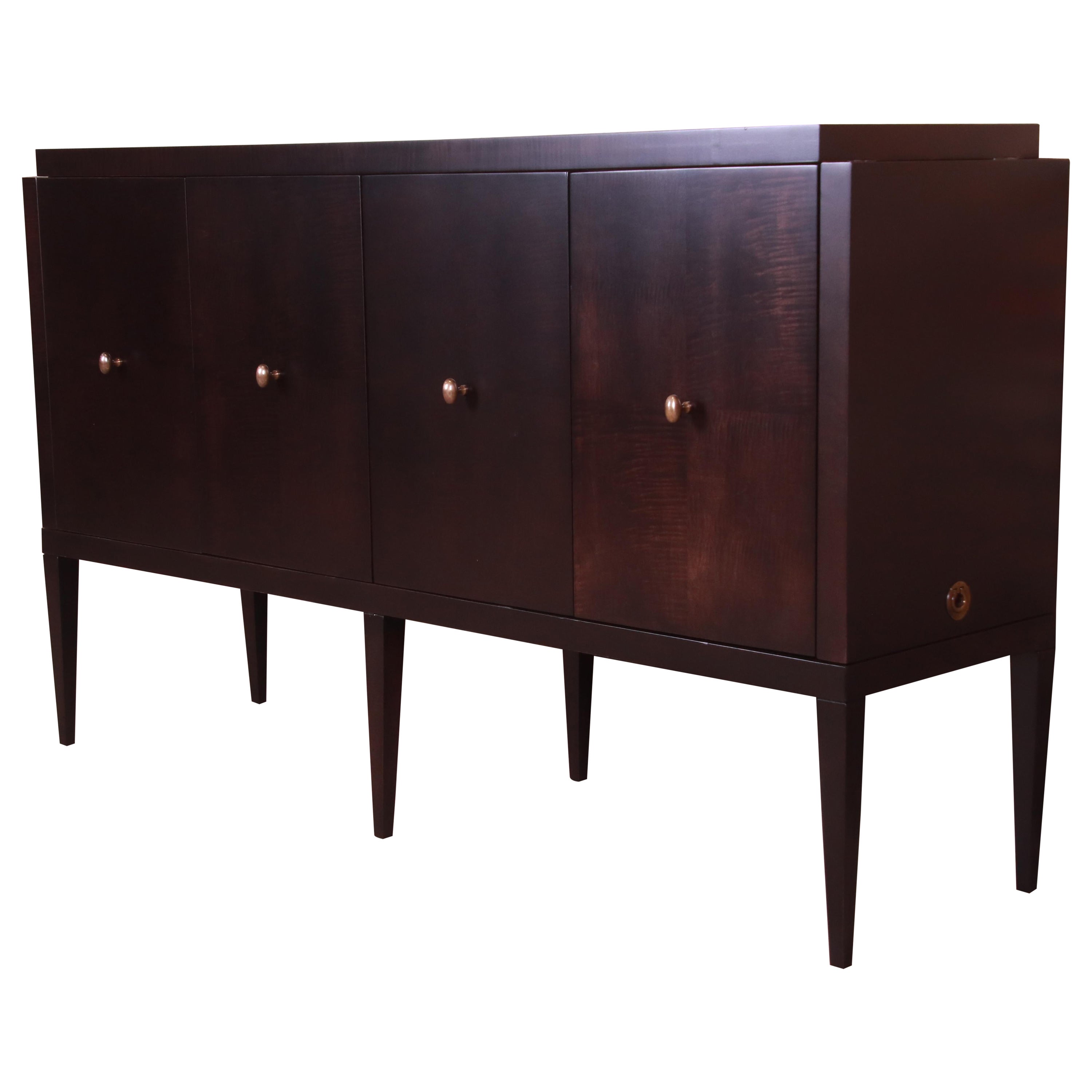 Baker Furniture Modern Hollywood Regency Sideboard or Bar Cabinet, Refinished