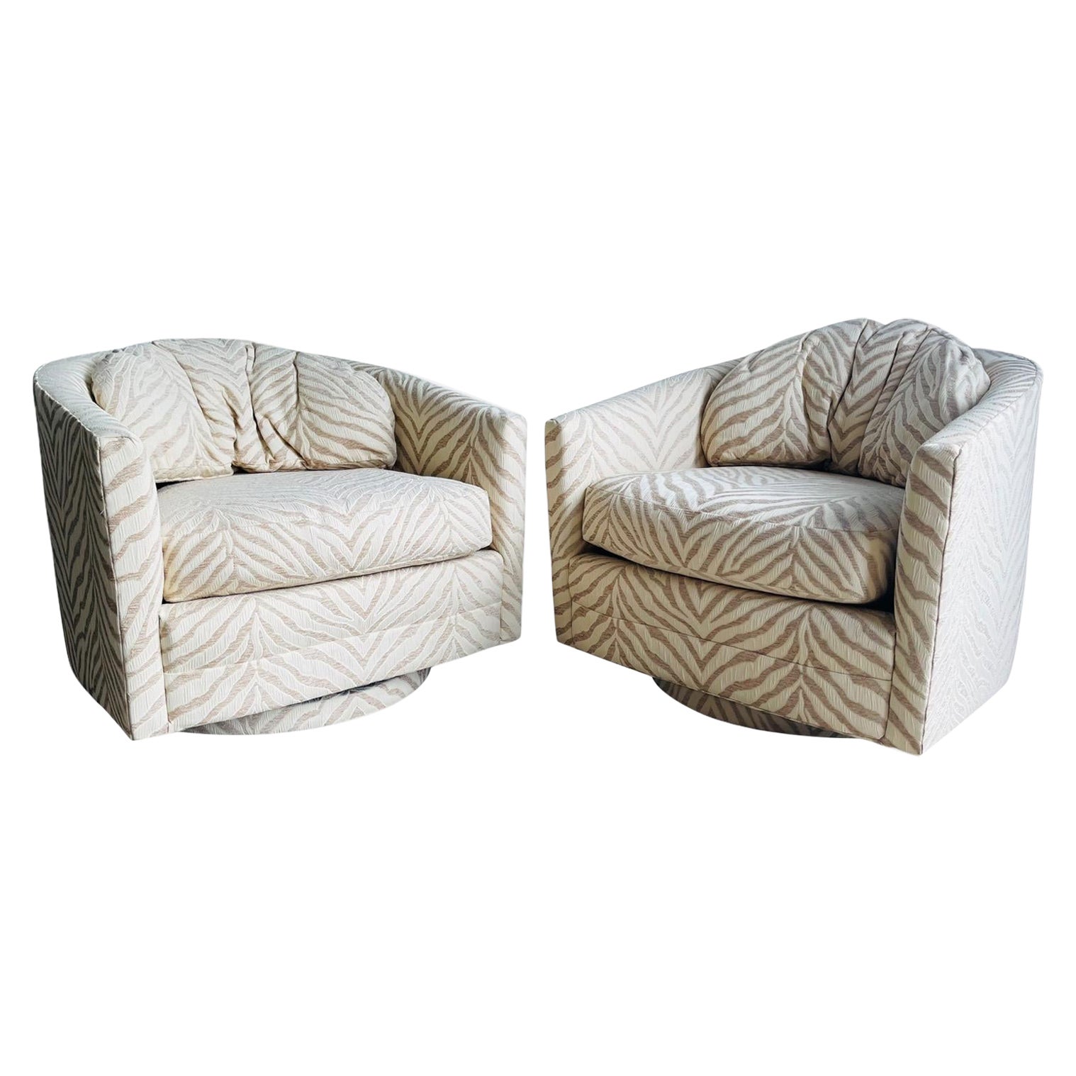 Pair Milo Baughman Swiveling Chairs Mid-Century Modern
