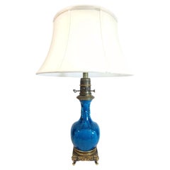 Ormolu Mounted  THEODORE DECK 'PERSIAN BLUE' Vase Mounted as Lamp