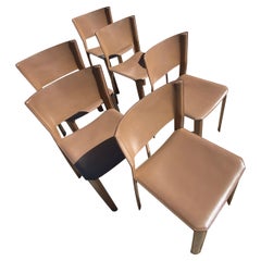 Set of Six Italian Leather Dining Chairs for Fasem International