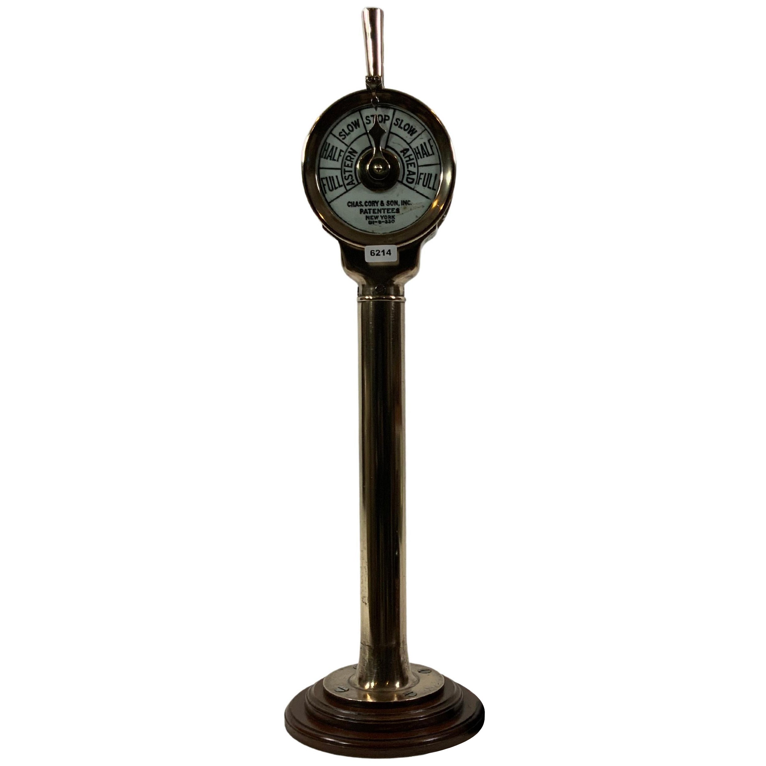 Ship's Engine Order Telegraph by Charles Cory and Son of New York For Sale