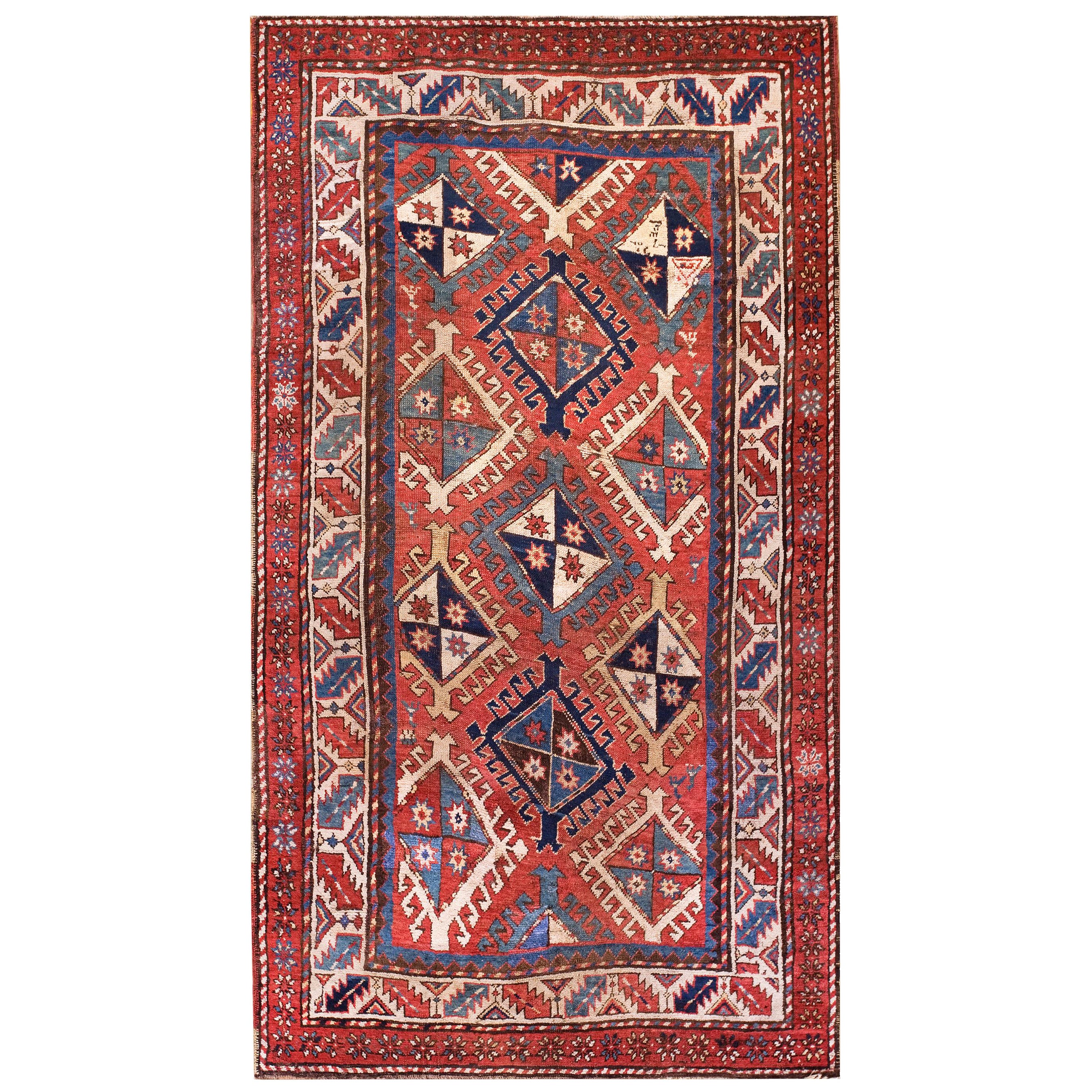 Antique Caucasian, Kazak Rug  4' 4'' x 8' 0'' For Sale