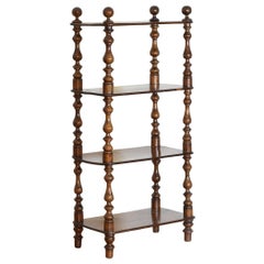 Italian Louis Philippe Period Turned Walnut Etagere, ca. 1840