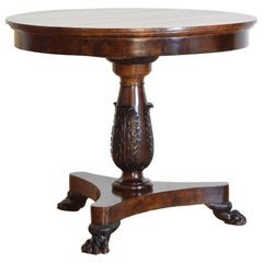 Italian Empire Period Carved Mahogany Center Table, 1st Quarter 19th Century