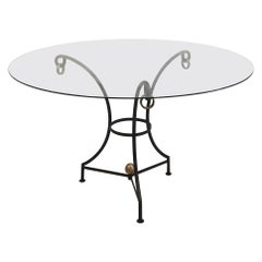 Table de salle à manger / table basse en fer forgé de style néoclassique moderne français, Gilbert Poillerat