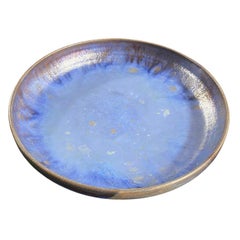 Vintage Beatrice Wood Signed Volcanic Ash Blue Iridescent Luster Studio Pottery Bowl