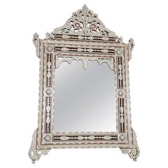 White Mother of Pearl Inlaid Middle Eastern Mirror