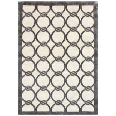 RADIAL Hand Tufted Modern Geometric Silk Rug in Ivory Colour By Hands