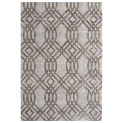 SOLOMON Hand Tufted Modern Geometric Silk Rug in Taupe Colour By Hands