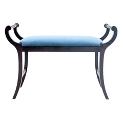 Eclectic Blue Bench Seat, Poland, 1930s