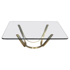 70s Roger Sprunger Brass and Glass Coffee Table for Dunbar Furniture