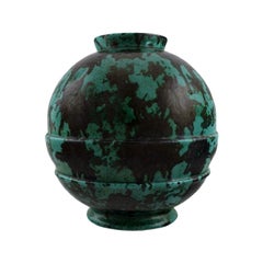 Eskaf, Holland, Round Art Deco Vase in Glazed Stoneware, 1920s