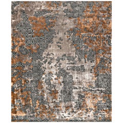 ALLUVIA Hand Tufted Modern Silk Rug in Blue and Copper Colours By Hands