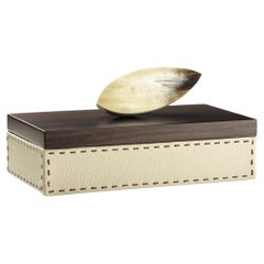 Capricia Box in Pebbled leather with Handle in Corno Italiano, Mod. 4472