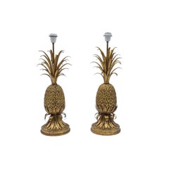 Pair of Very Rare Hollywood Regency Pineapple Table Lamps