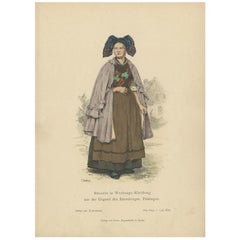 Antique Costume Print of a Farmer's Wife from Thuringia, Germany, c.1880