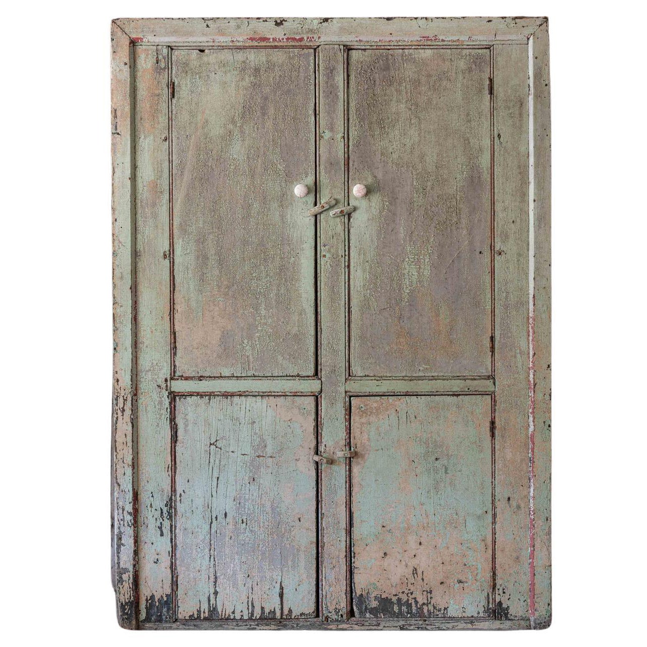 19thC Monumental Country Painted Cupboard