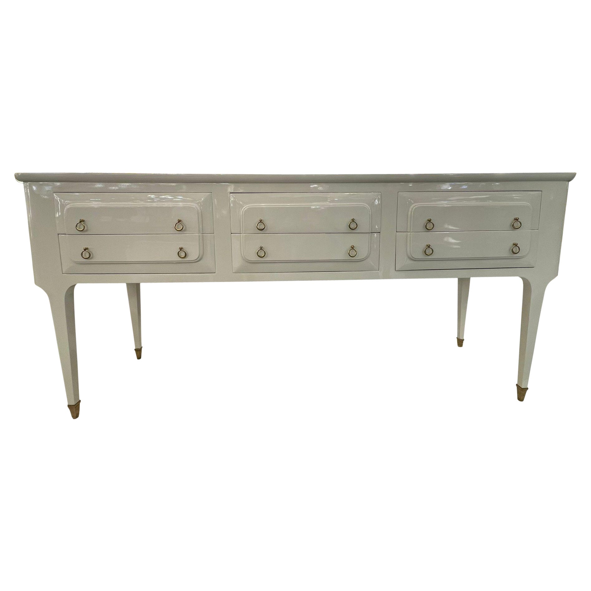 Italian Mid-Century Sideboard in Ivory Lacquered Wood, circa 1950s For Sale