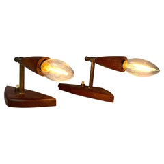 Vintage Wall Mounted Lamps in Teak and Brass of Danish Design, 1960s