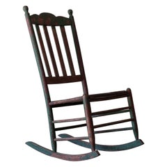 19thC Painted Rustic Rocking Chair
