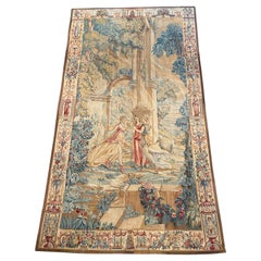 Vintage Hand Woven Neo-Classical Wall Tapestry with Roman Figures and Ruins