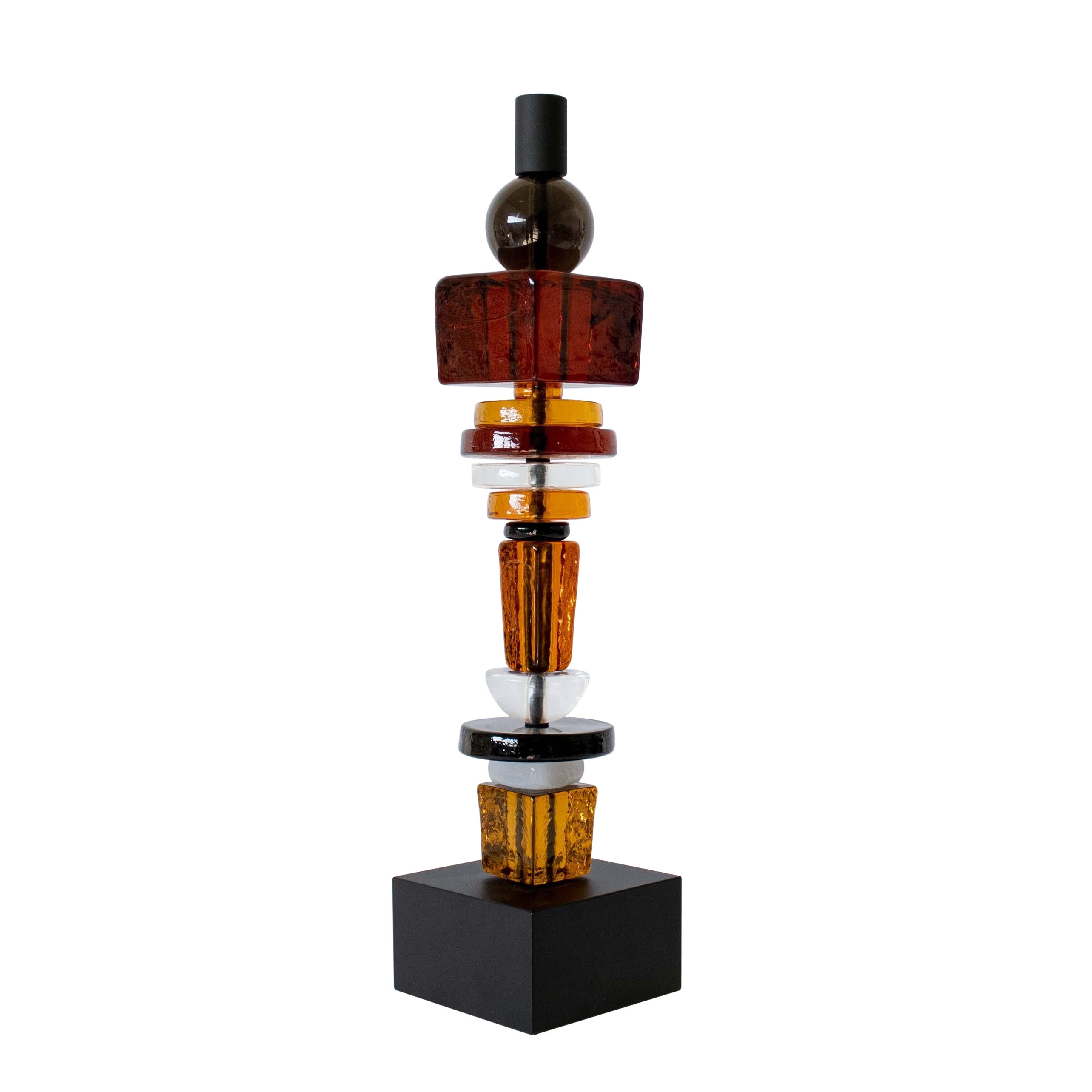 Rigadon with Flower Glass Sculpture by Eliana Gerotto For Sale