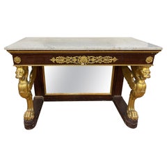 19th Century Italian Empire Lacquered Wood Gilt Console, 1800