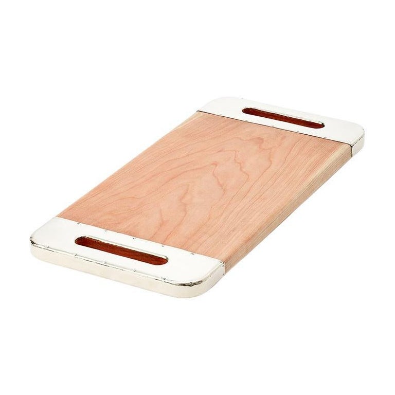 CASTOR Medium Tray, Natural Wood & Alpaca Silver For Sale