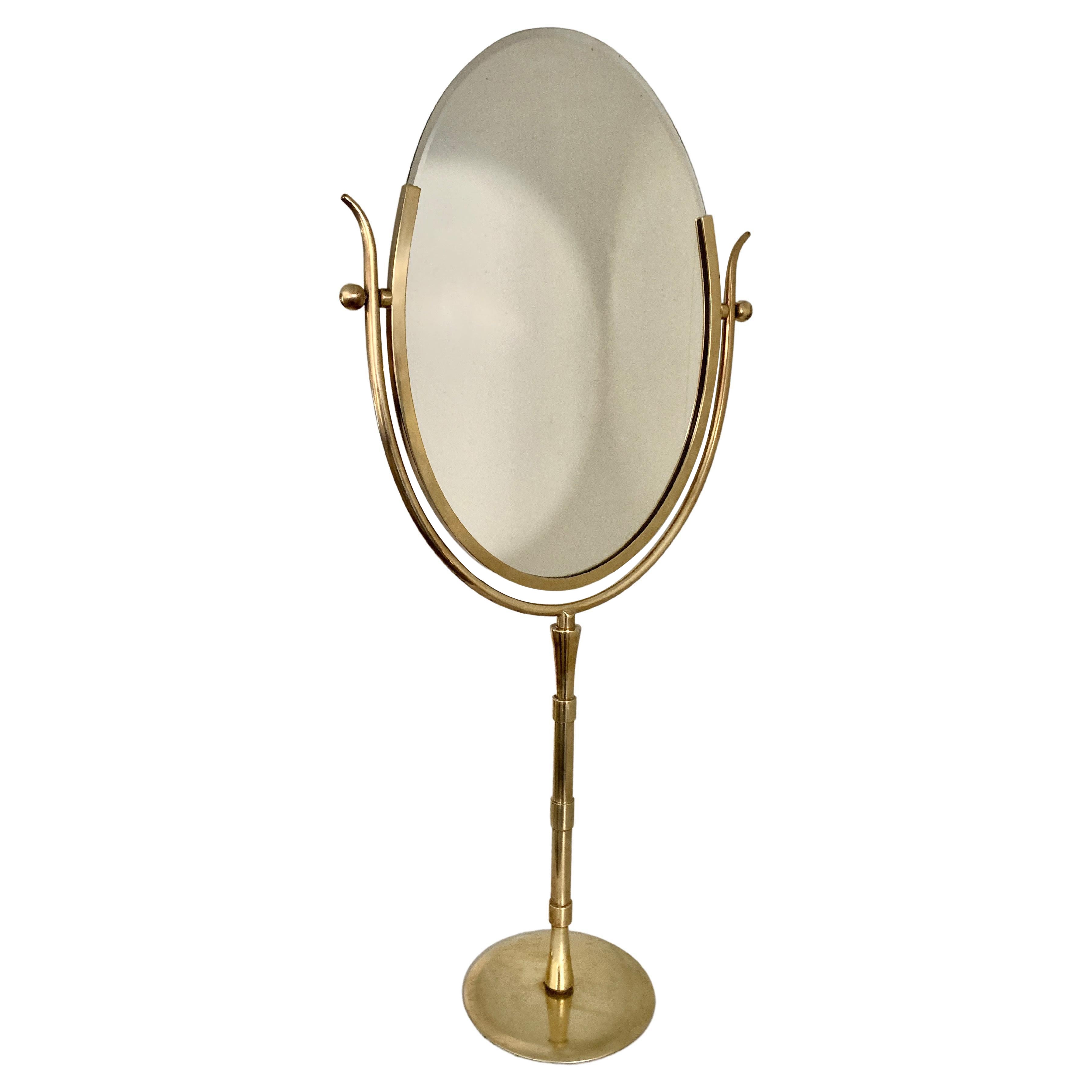 Rare Charles Hollis Jones Brass Glamour Vanity or Table Mirror