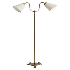 Mid-Century Brass Two-Arm Floor Lamp