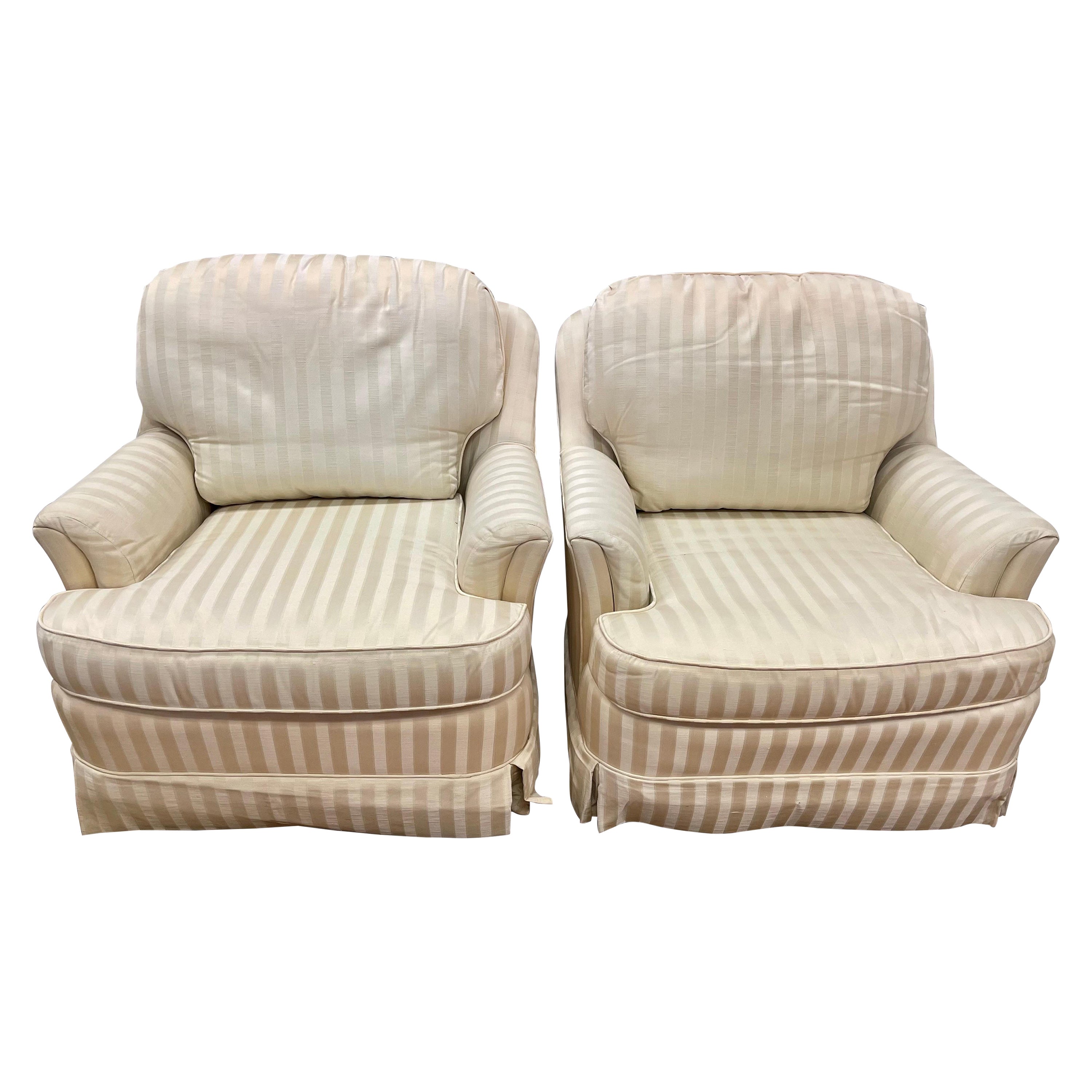 Pair of Century Furniture Vintage Upholstered Club Chairs