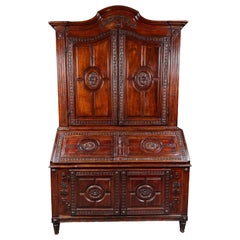 Northern Italian Walnut Two-Part Secretary