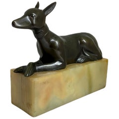 Sculpture en bronze d'un chien d'Égypte/Anubis