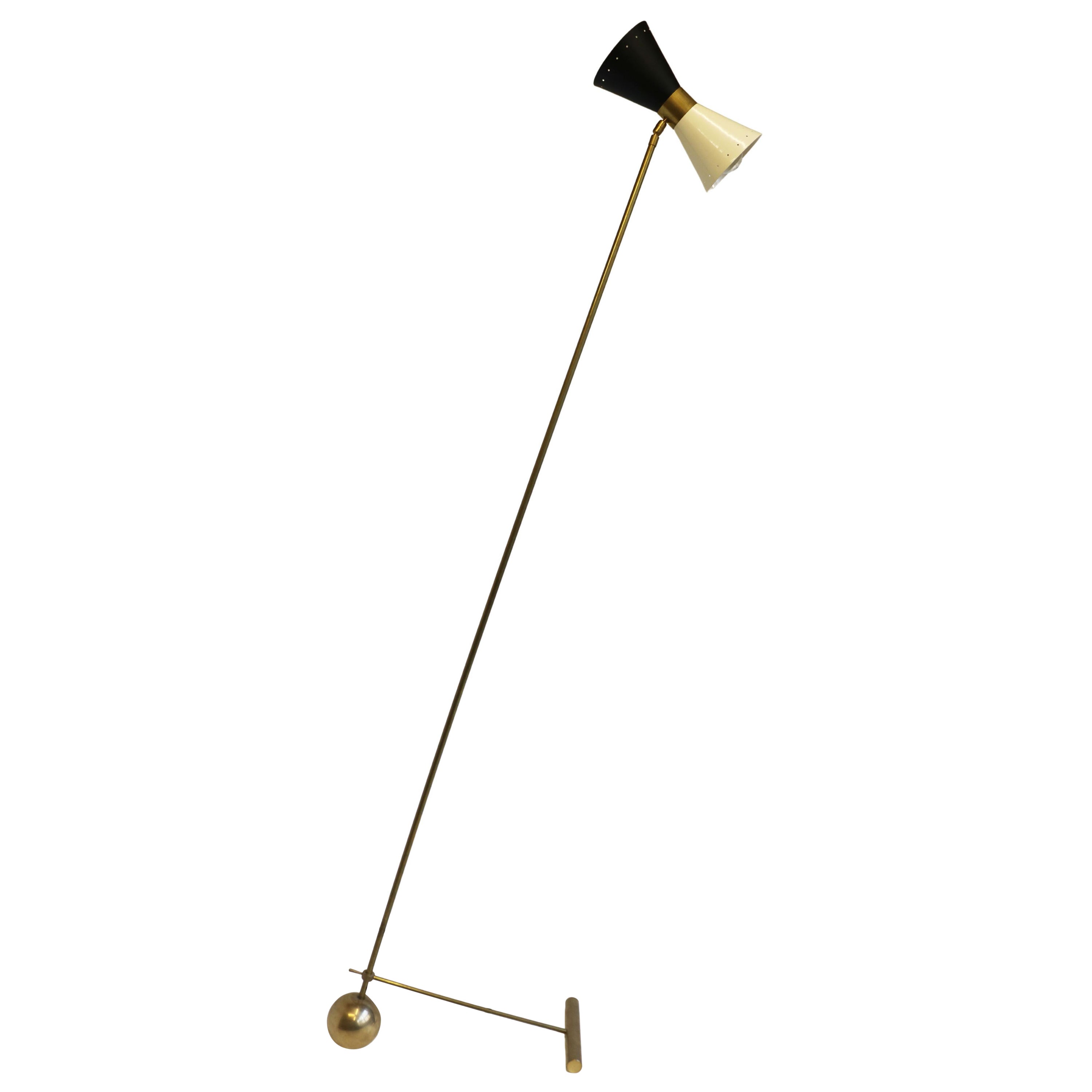 Minimalist Italian Floor Lamp Stilnovo Style 1950 Brass Mid Century Design Light