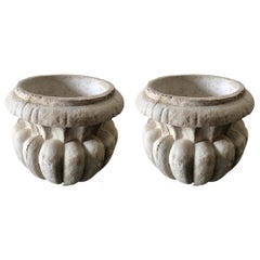 Classic Pair of Large Cast Stone Garden Urns