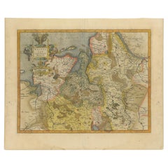 Carte ancienne de Westfalia, Allemagne par Mercator/Hondius, vers 1620