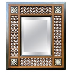 Stunning Spanish Antique Wooden Picture Frame / Mirror, Inlaid and Turned Motifs