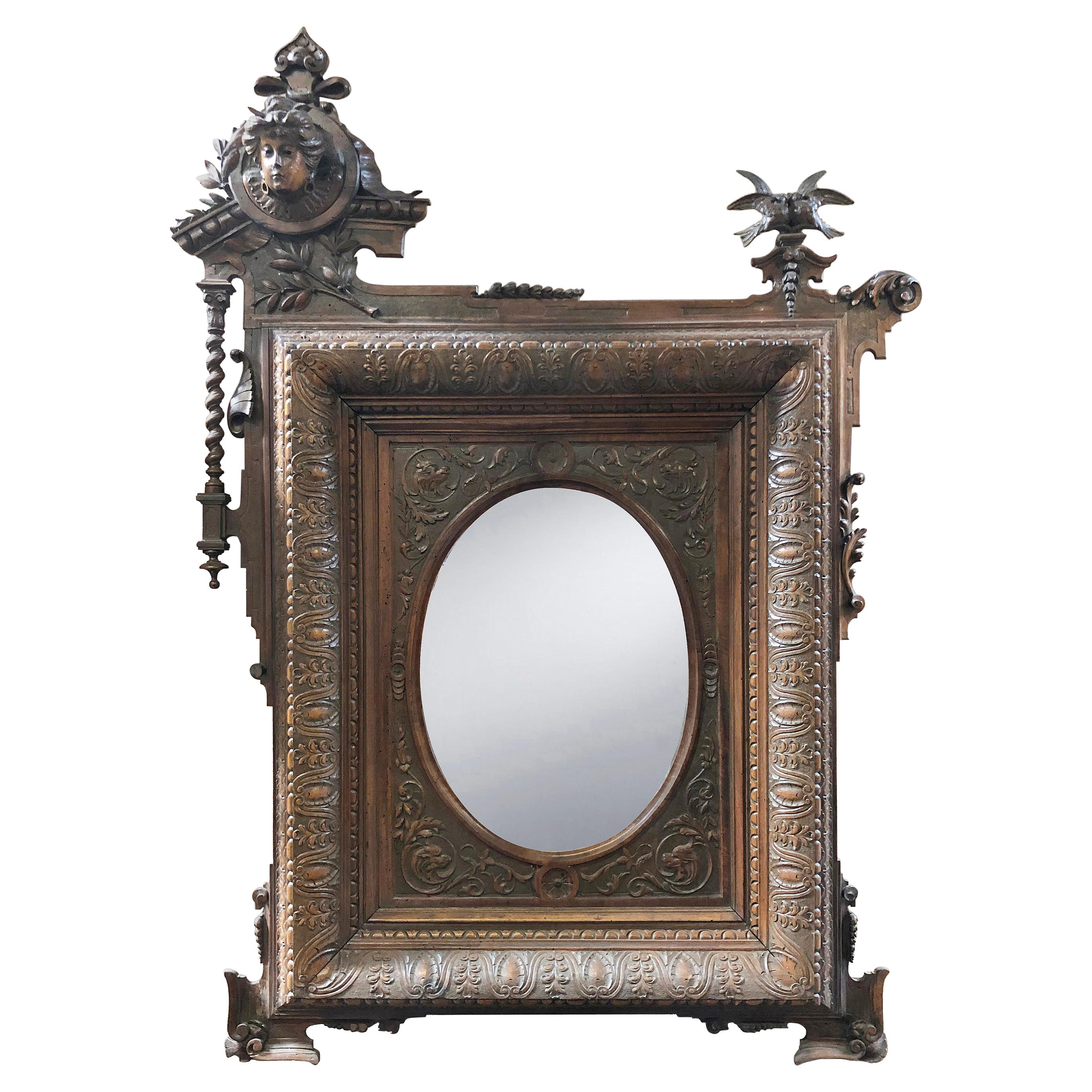 Art Nouveau Carved Mirror Circa 1900 For Sale