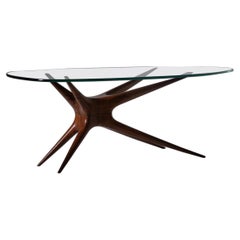 Sculptural Solid Rosewood Coffee Table, Italy, 1950s