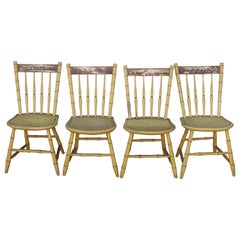 19Thc Original Painted & Decorated NE Chairs
