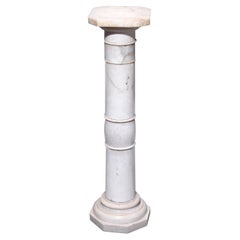 Antique Neoclassical Alabaster Display Sculpture Pedestal, circa 1890