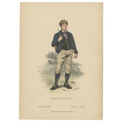 Impression de costume ancienne d'un garçon paysan de Thuringia en Allemagne, vers 1880
