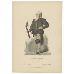 Antique Costume Print of a Saxon Miner in the Year 1600, Published in 1880