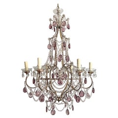 Italian Beaded Chandelier with Amethyst Prisms