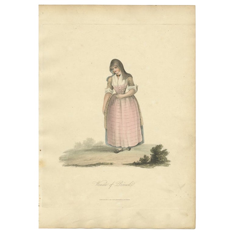 Antique Costume Print of a Dutch Woman from Broek in Waterland, 1817 For  Sale at 1stDibs