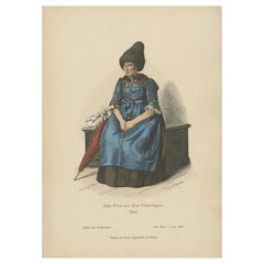 Antique Costume Print of a Woman from Vinschgau 'Tyrol' c.1880