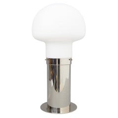 Mushroom Table Lamp in Chrome and Glass 1970s