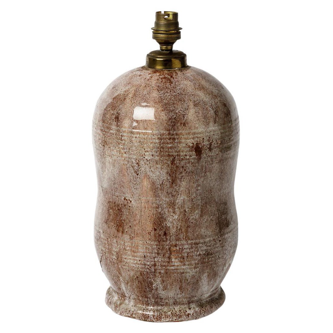 Lámpara de sobremesa Art Déco de cerámica morada de gres al estilo de Émile Decoeur