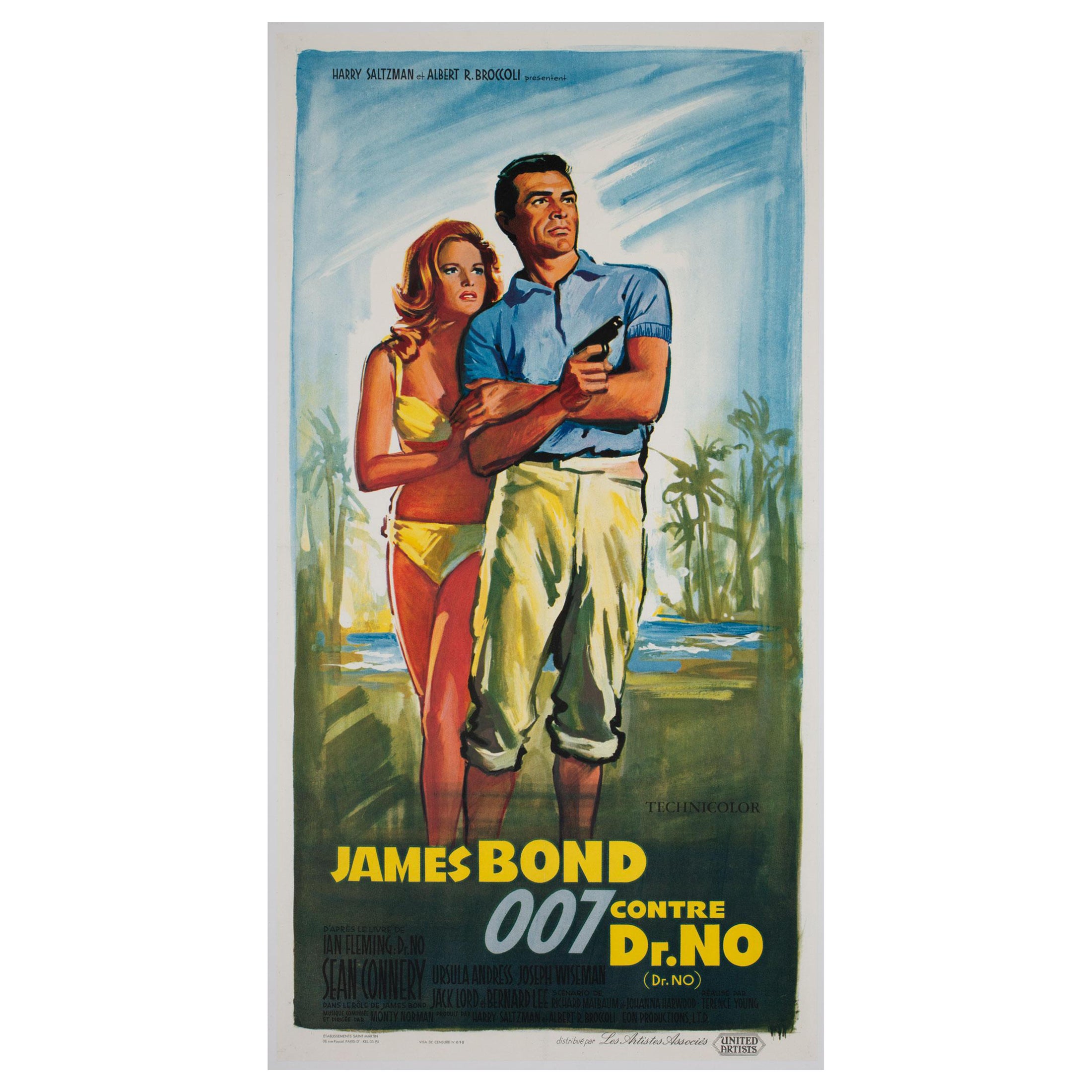 Dr No Original French James Bond Film Poster, Boris Grinsson, 1963 For Sale