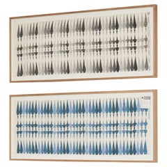 Nordiska Kompaniet Rare Pair of Framed Hand Printed Mid Century Linen Fabrics